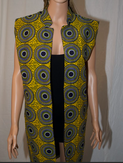 African print kimono Jacket with pockets.