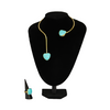 Brass necklace, 2 turquoise stone pendants on each end, Turquoise Ring