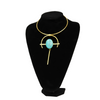 Elegant Brass Necklace with a Turquoise Stone, Turquoise and Brass Pendant