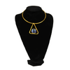 African Handmade Women Brass Necklace with a Blue Glass Pendant