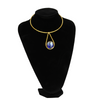 African Handmade Women Brass Necklace with a Blue Glass Pendant