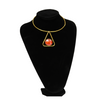 African Handmade Women Brass Necklace with a Orange Glass Pendant