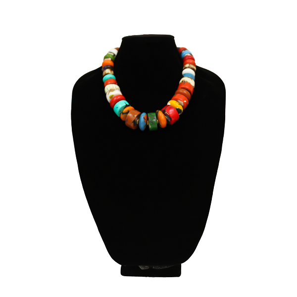 African Multicolored Trade Beads Necklace for Women