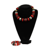 African Multicolored Trade Beads Necklace for Women and a Matching Bracelet