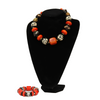 African Multicolored Trade Beads Necklace for Women with Matching Bracelet.