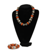 African Multicolored Trade Beads Necklace for Women with Matching Bracelet.