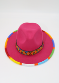 Pink Maasai beaded Fedora hat,